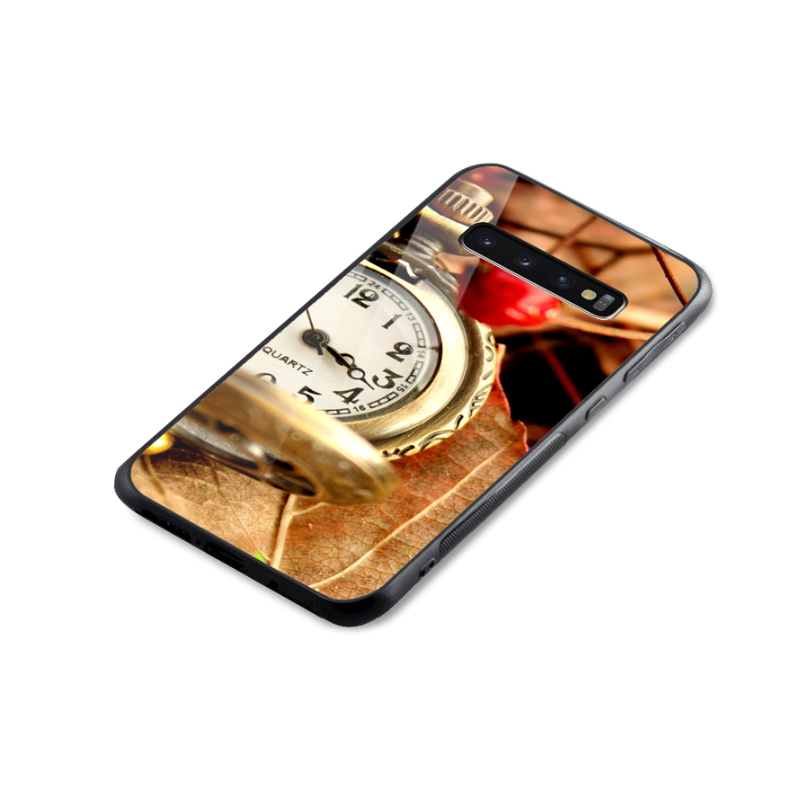 Clock And Cherry Glass Back Case for Galaxy S10 Plus