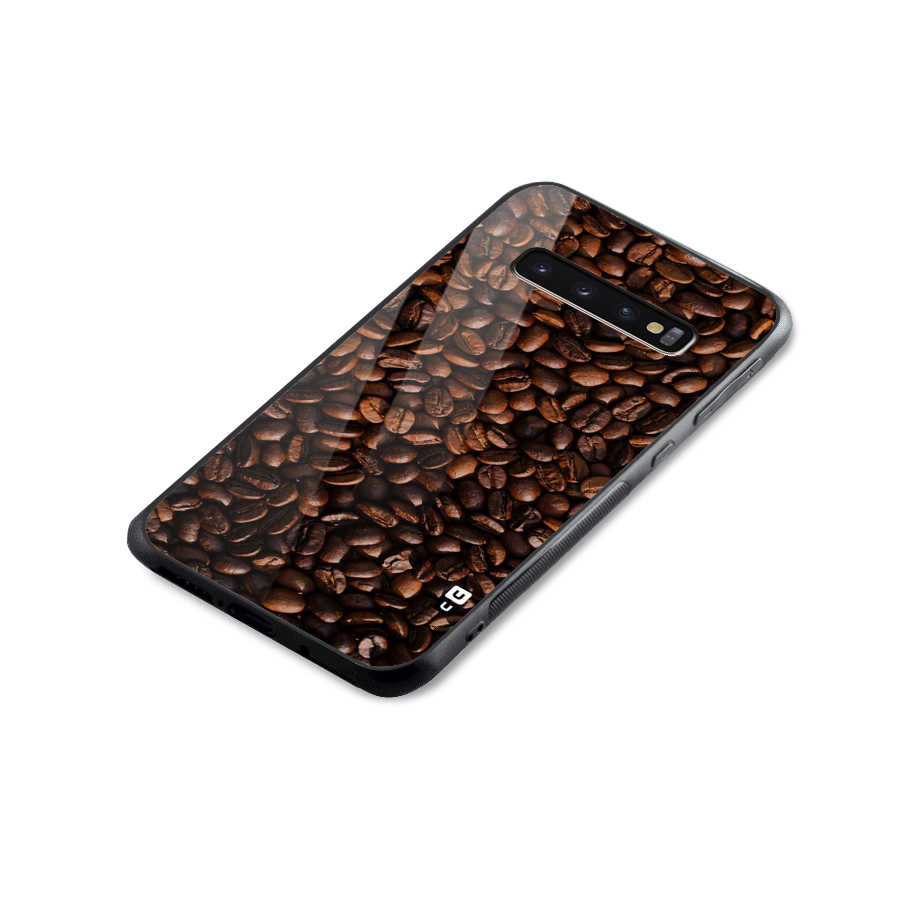 Coffee Beans Scattered Glass Back Case for Galaxy S10 Plus