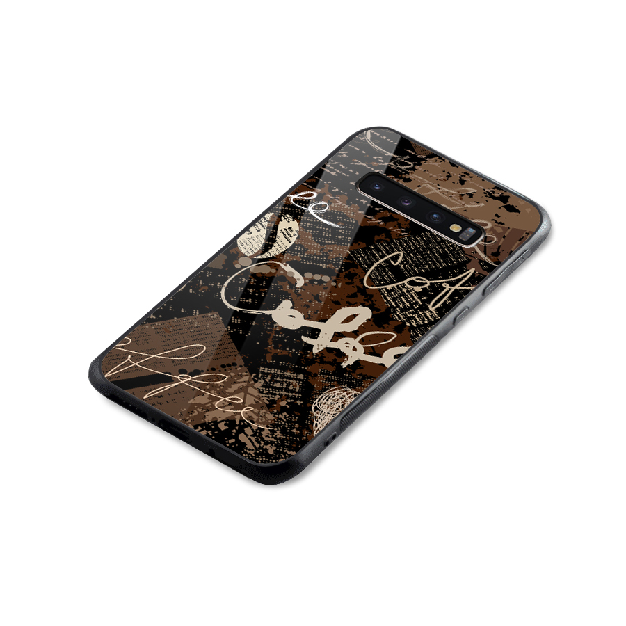 Coffee Scribbles Glass Back Case for Galaxy S10 Plus
