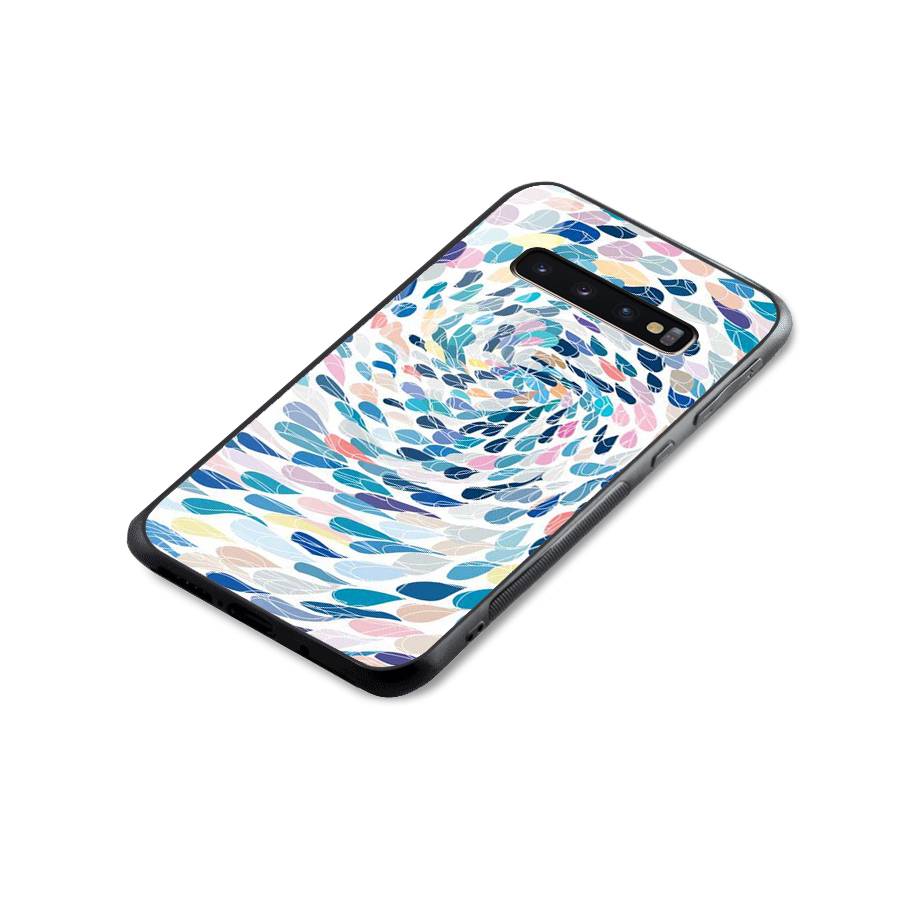 Color Droplets Swirls Glass Back Case for Galaxy S10 Plus