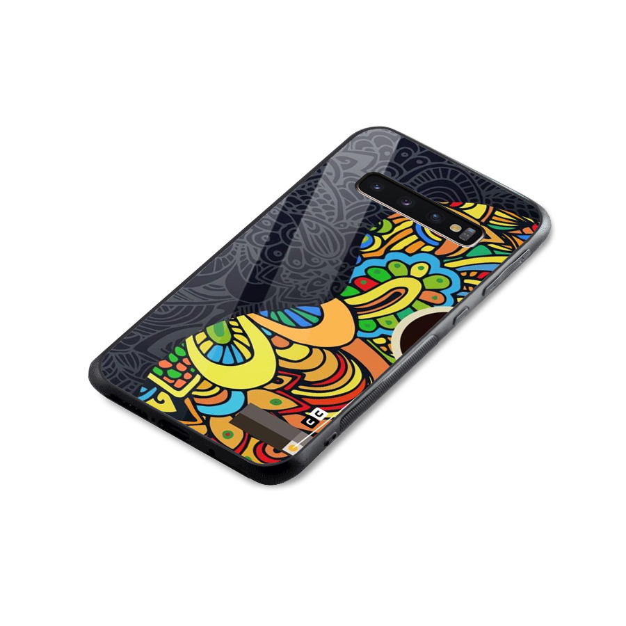 Colored Blocks Glass Back Case for Galaxy S10 Plus
