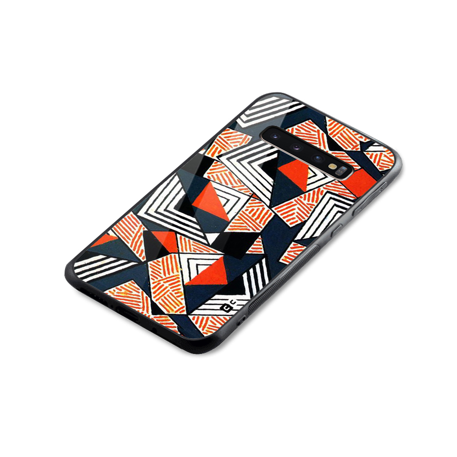 Colored Cuts Pattern Glass Back Case for Galaxy S10 Plus
