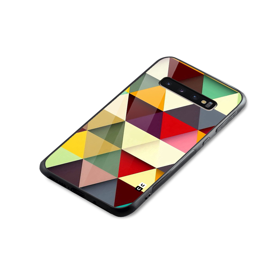Colored Triangles Glass Back Case for Galaxy S10 Plus