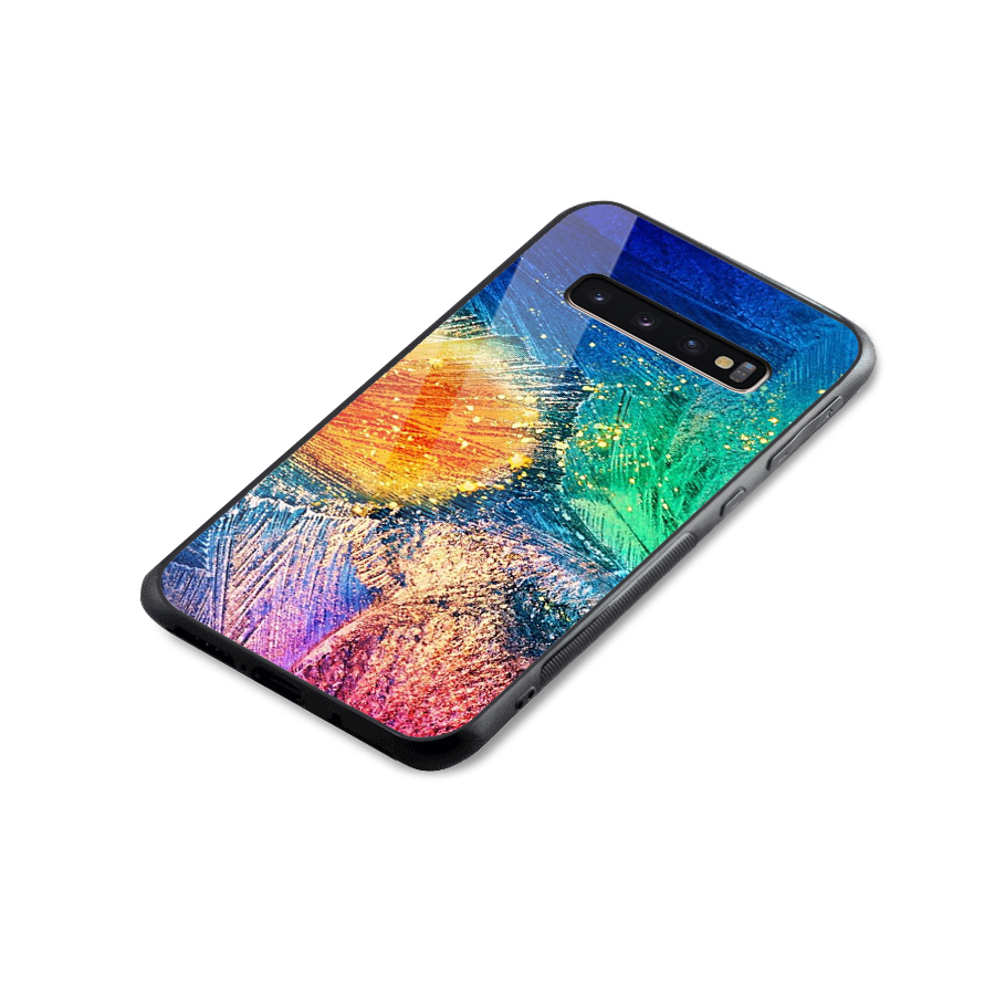 Colorful Leafs Vibrant Glass Back Case for Galaxy S10 Plus