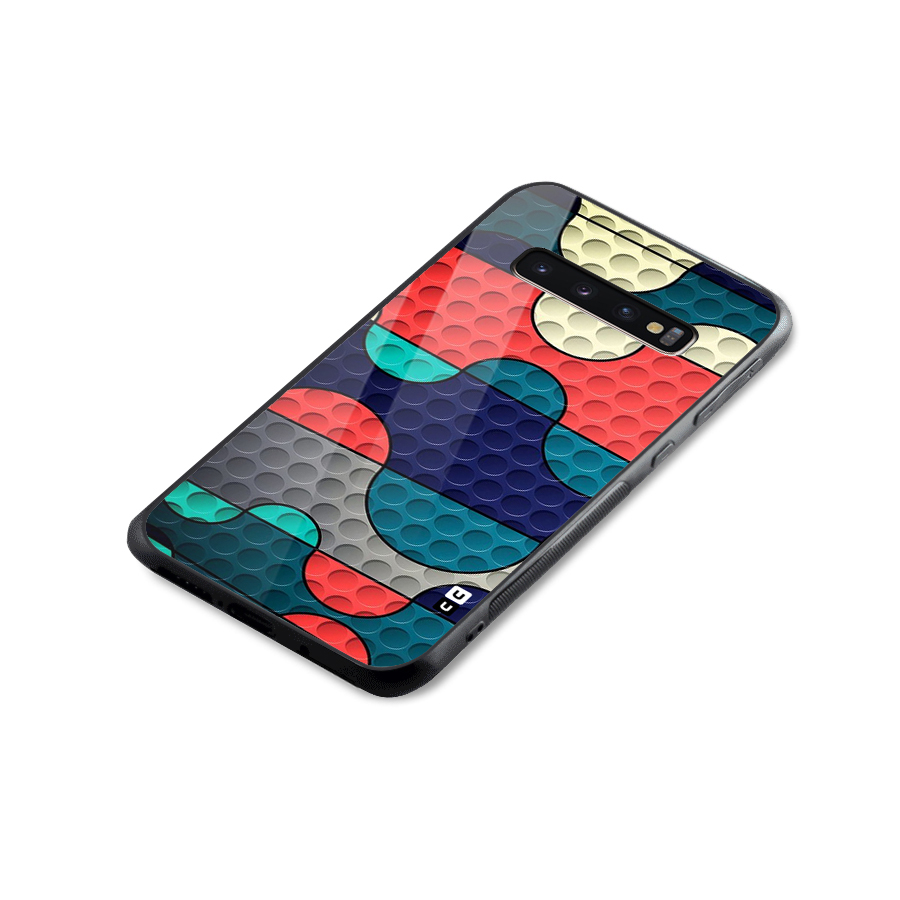 Colorful Puzzle Design Glass Back Case for Galaxy S10 Plus