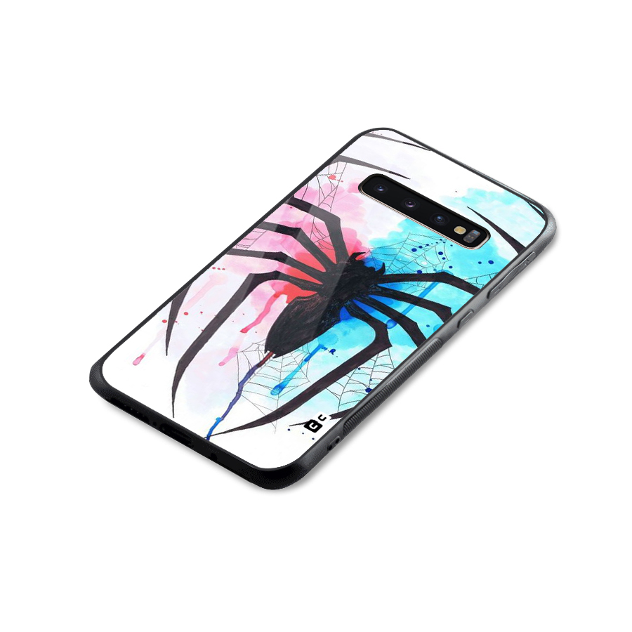 Colorful Web Glass Back Case for Galaxy S10 Plus