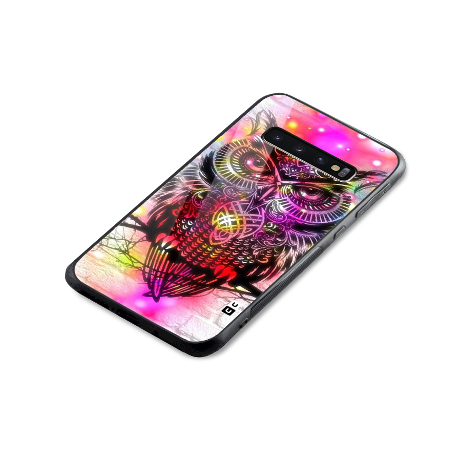 Colourful Owl Glass Back Case for Galaxy S10 Plus