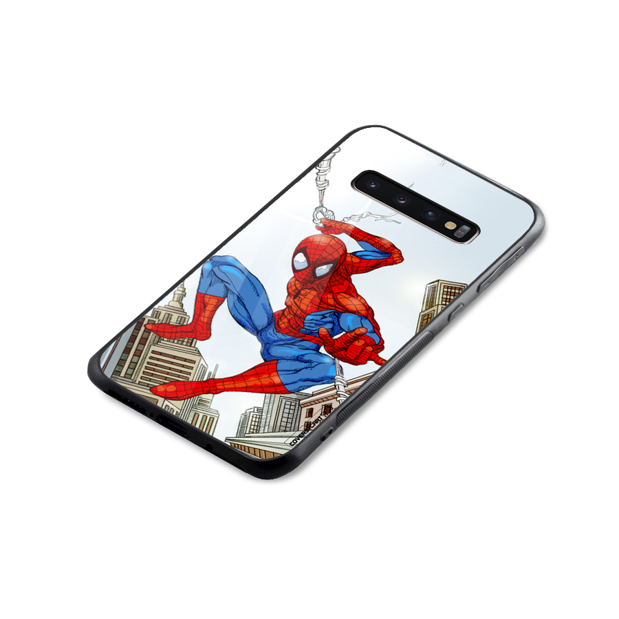 Comic Spider Man Glass Back Case for Galaxy S10 Plus