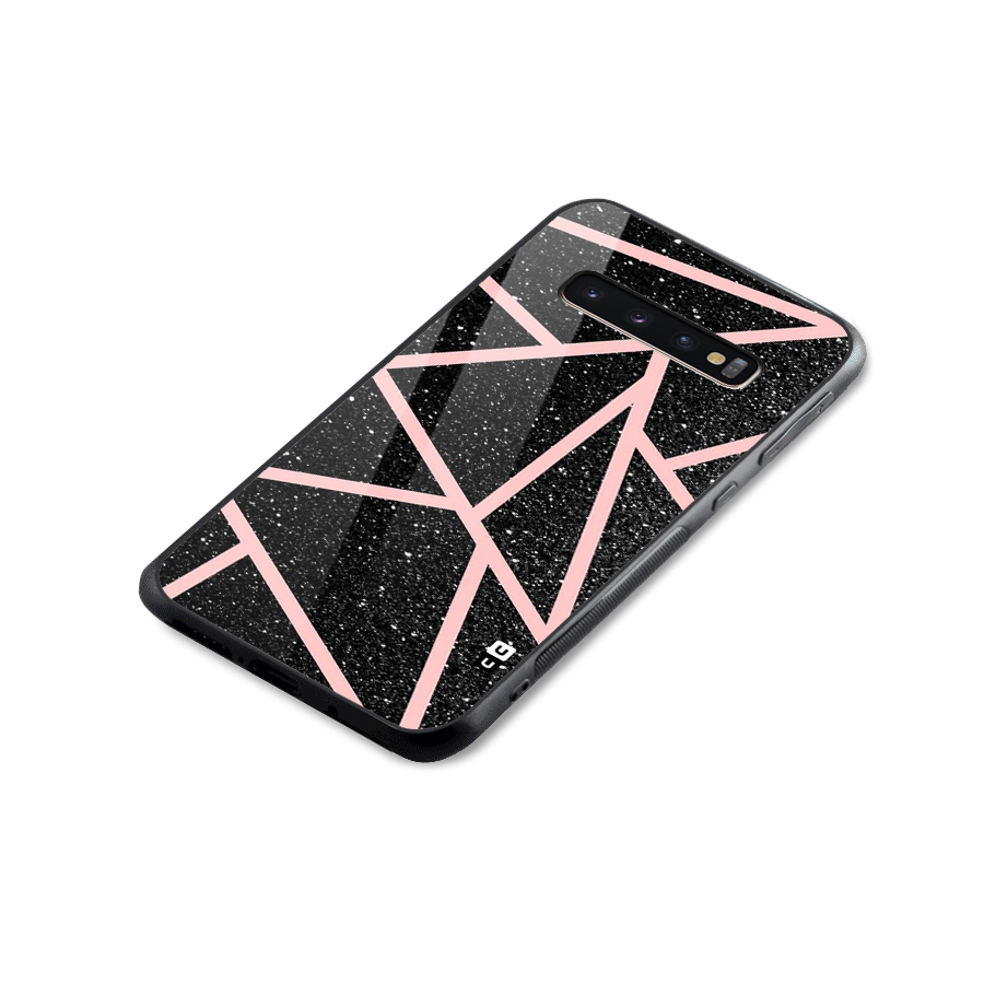 Concrete Black Pink Stripes Glass Back Case for Galaxy S10 Plus
