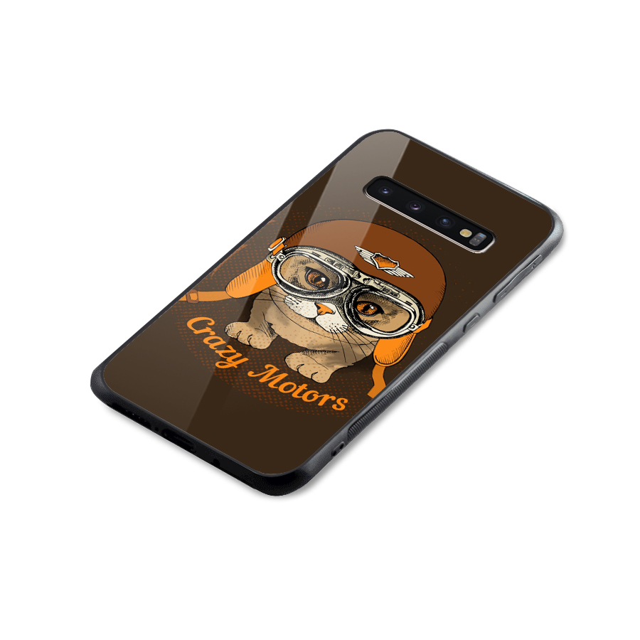 Crazy cat Glass Back Case for Galaxy S10 Plus