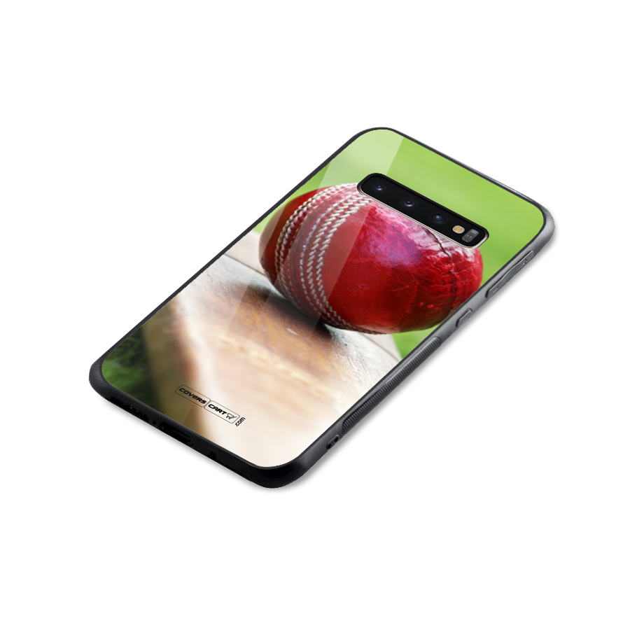 Cricket Bat Ball Glass Back Case for Galaxy S10 Plus