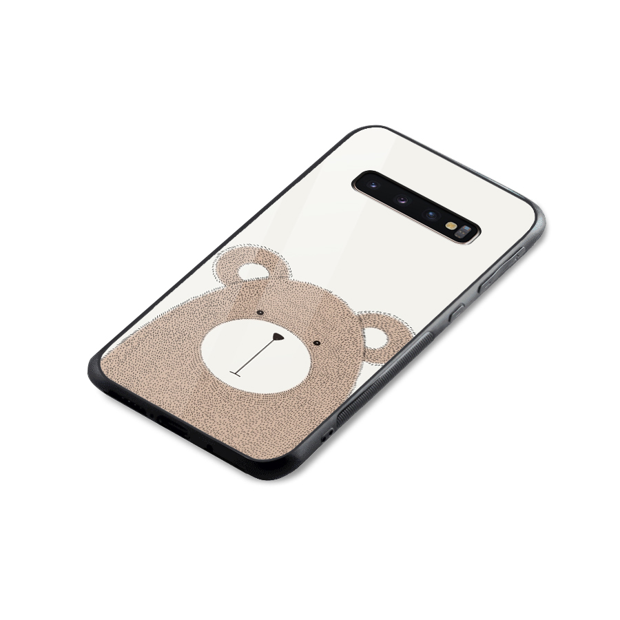 Cute Bear Glass Back Case for Galaxy S10 Plus