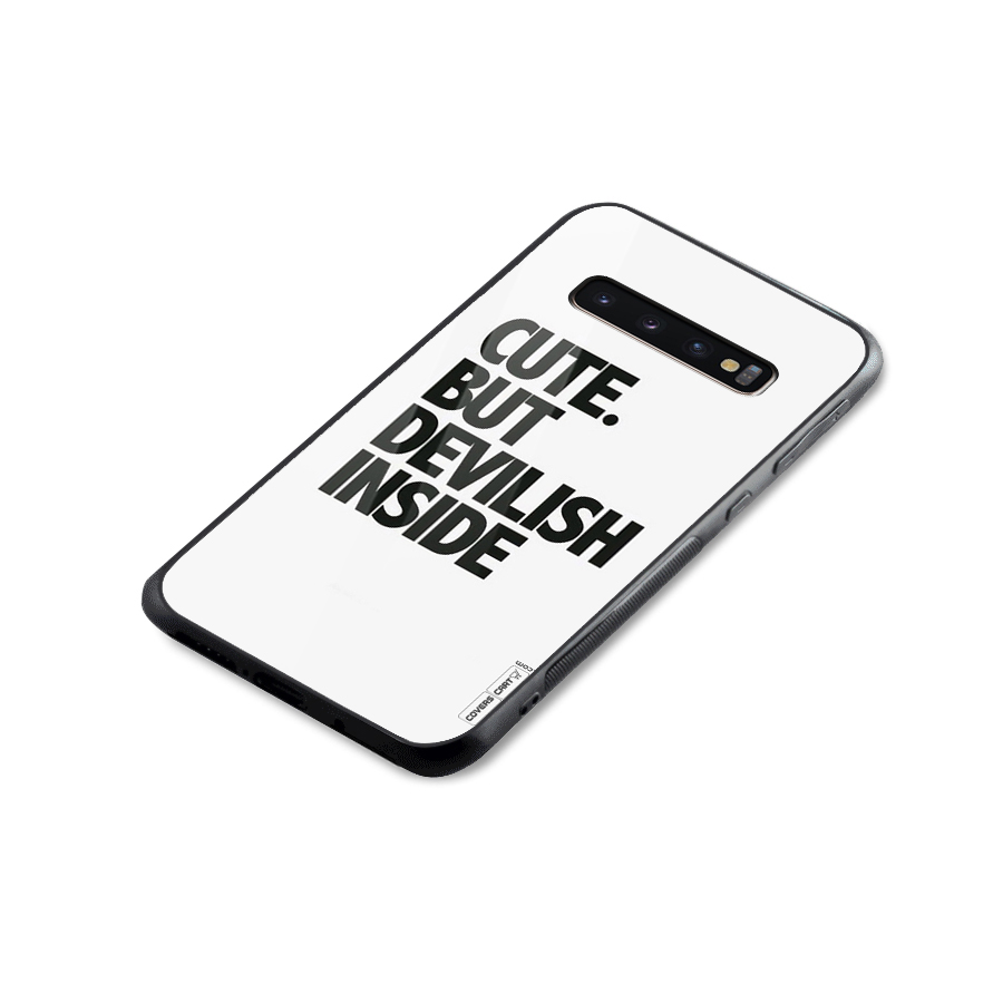 Cute But Devil Glass Back Case for Galaxy S10 Plus
