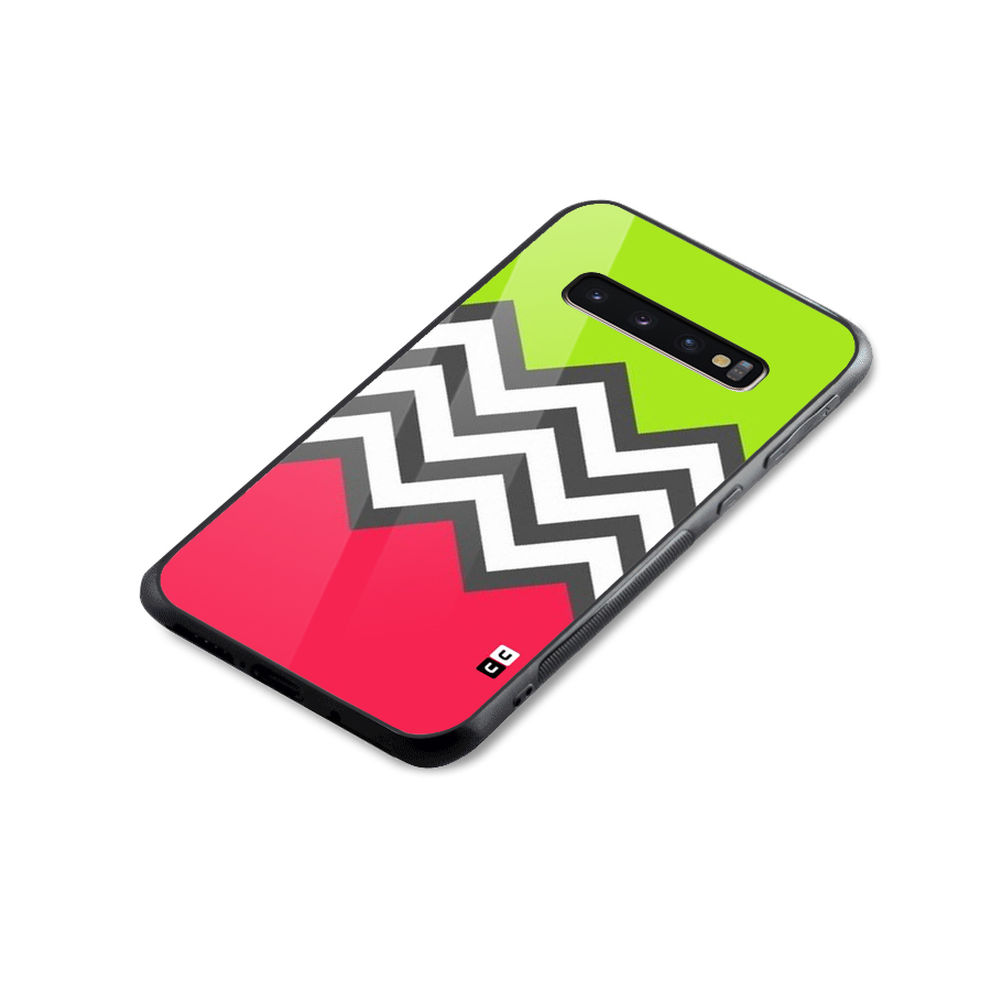 Cute Chevron Glass Back Case for Galaxy S10 Plus