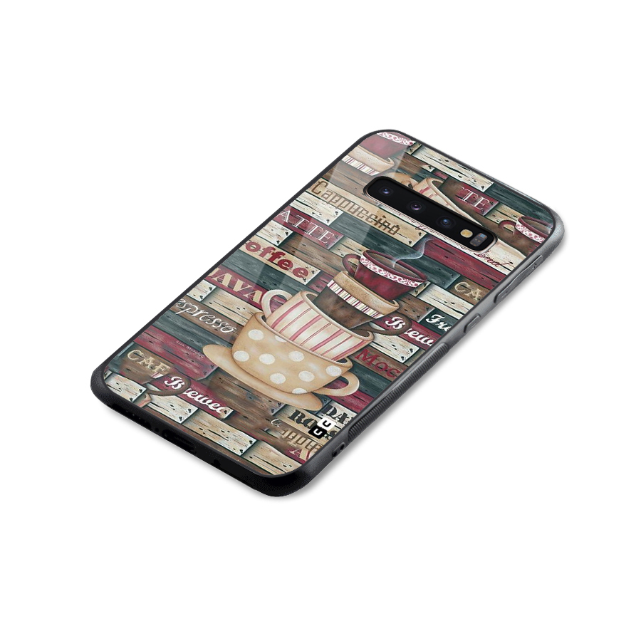 Cute Coffee Cups Glass Back Case for Galaxy S10 Plus