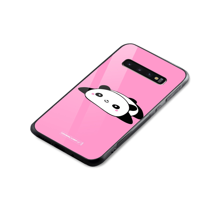 Cute Lazy Panda Glass Back Case for Galaxy S10 Plus