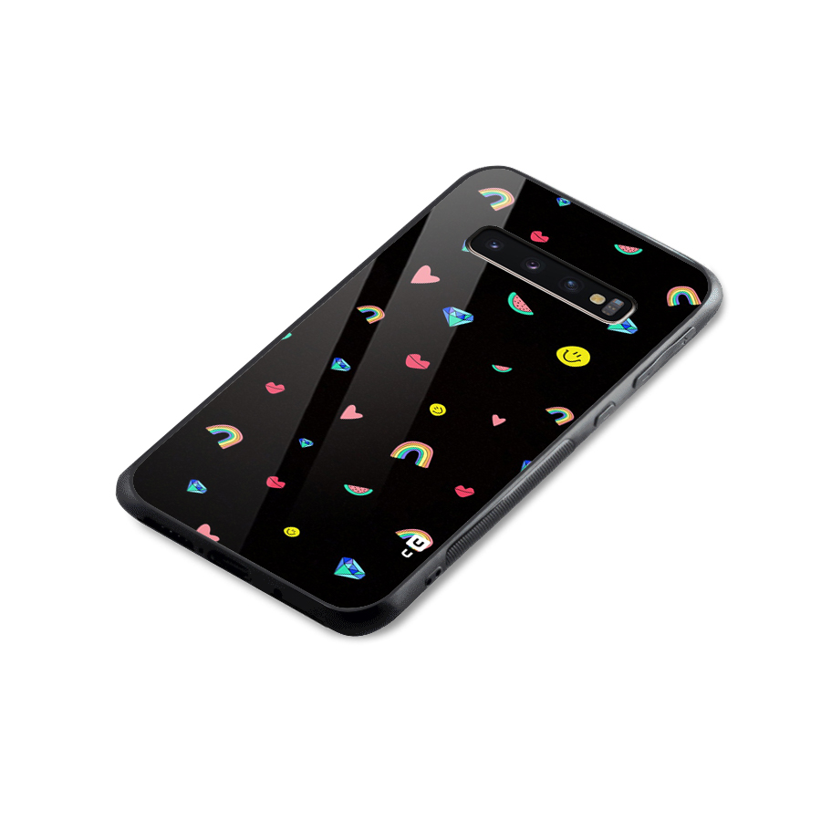 Cute Multicolor Shapes Glass Back Case for Galaxy S10 Plus
