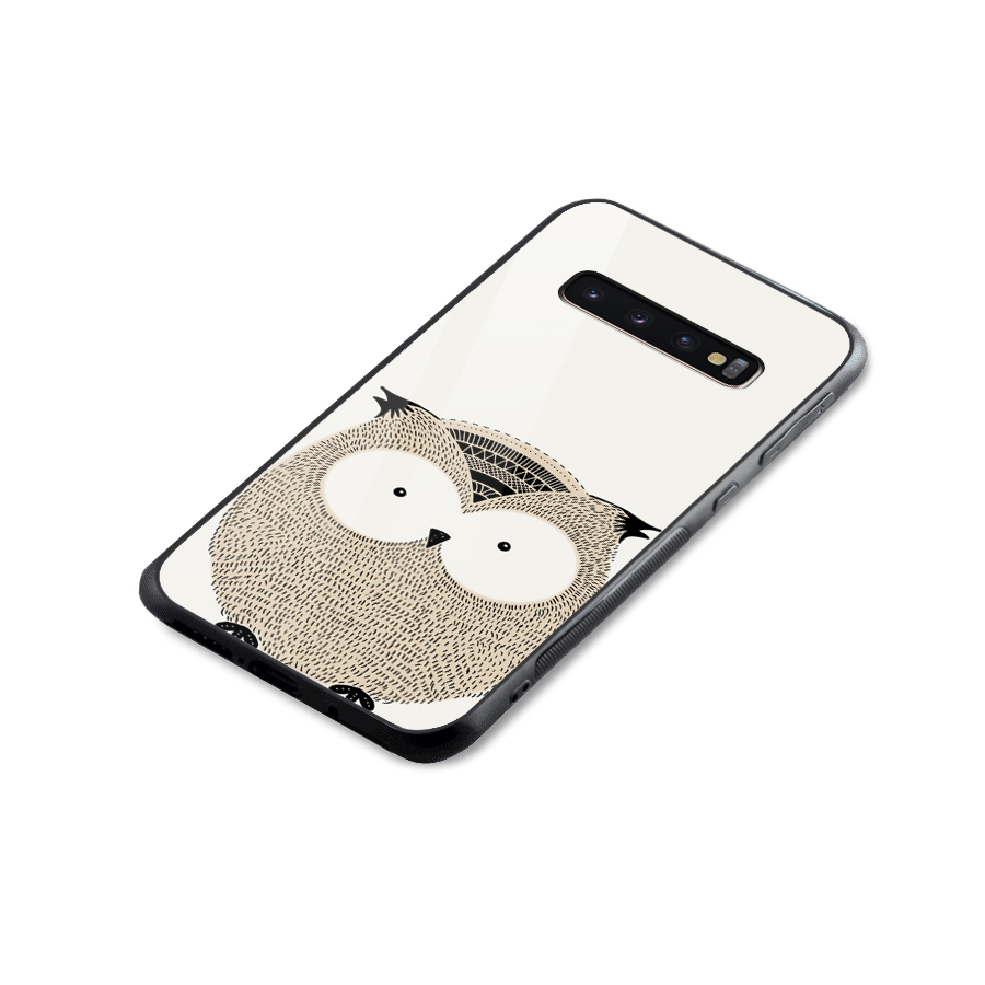 Cute Owl Glass Back Case for Galaxy S10 Plus