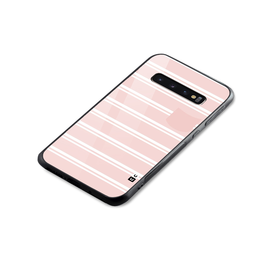 Cute Pocket Striped Glass Back Case for Galaxy S10 Plus