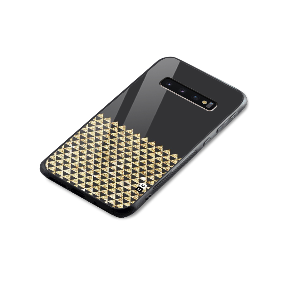 Dark Grey Golden Triangles Glass Back Case for Galaxy S10 Plus