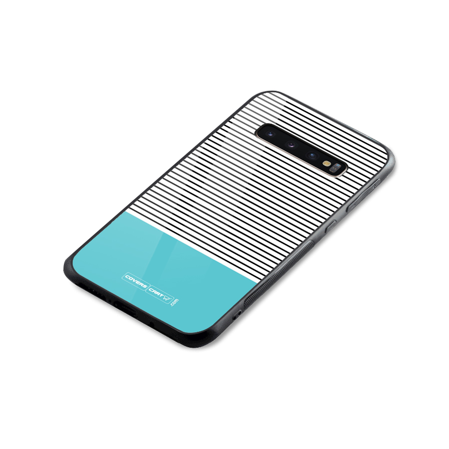 Deep Sky Blue Stripes Glass Back Case for Galaxy S10 Plus