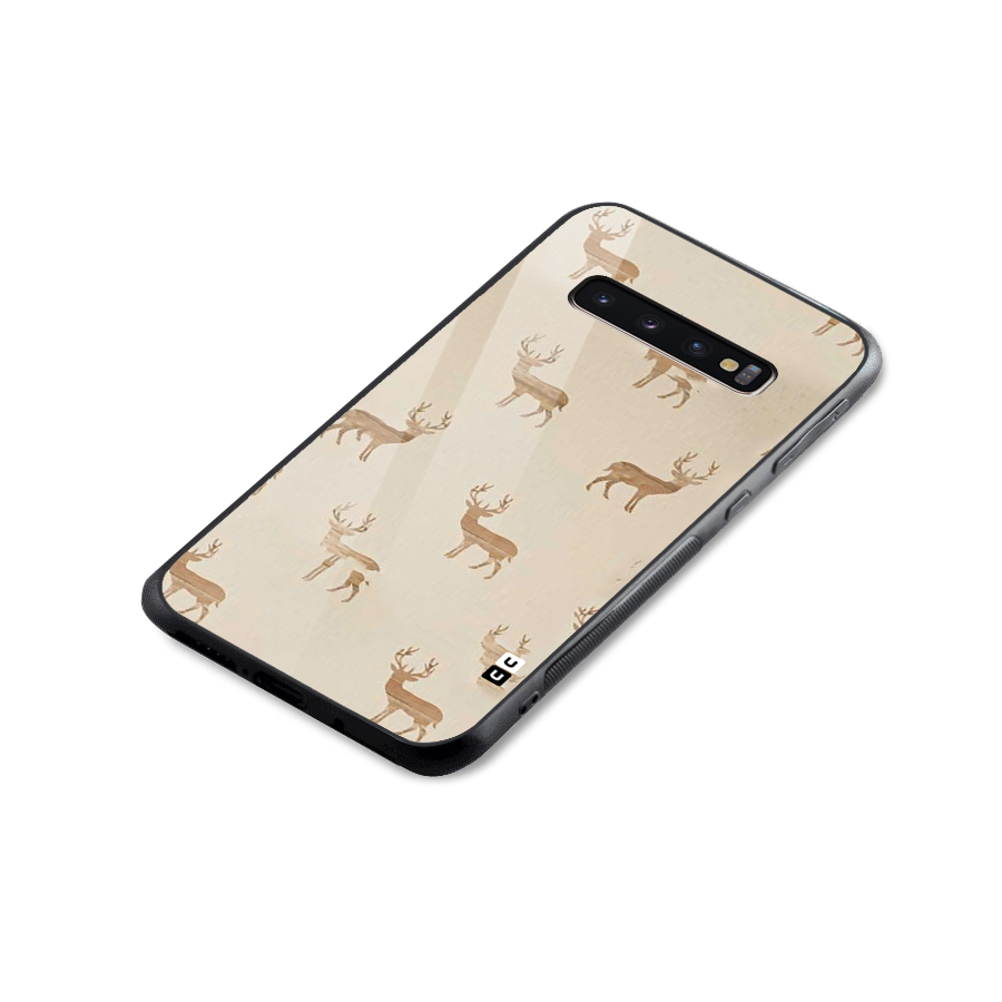 Deer Pattern Glass Back Case for Galaxy S10 Plus
