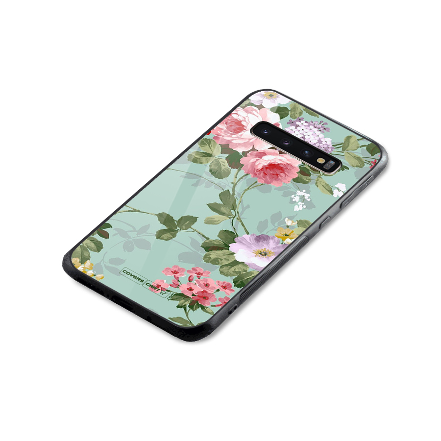 Desinger Floral Glass Back Case for Galaxy S10 Plus