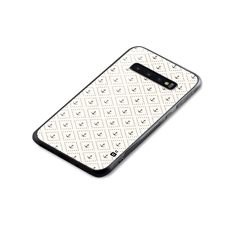 Diamond Anchor Design Glass Back Case for Galaxy S10 Plus