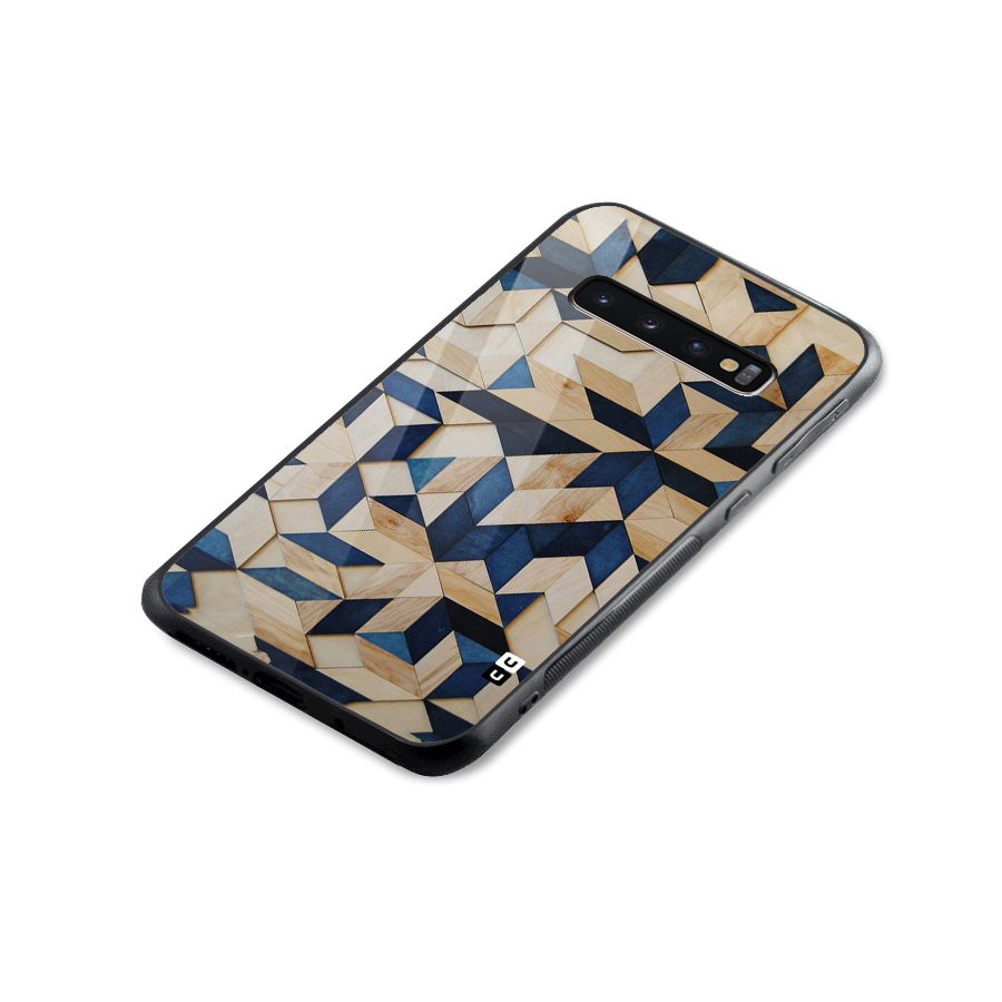 Disorted Wood Blue Glass Back Case for Galaxy S10 Plus