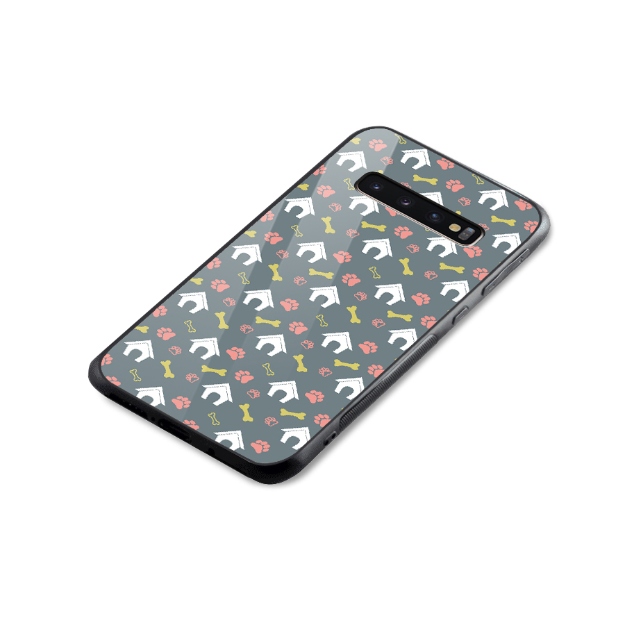 Dog Pattern Glass Back Case for Galaxy S10 Plus