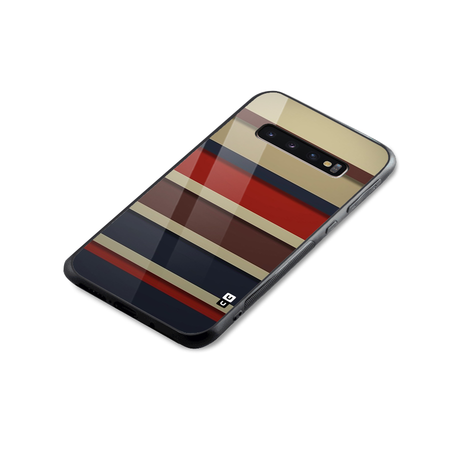 Elegant Stripes Pattern Glass Back Case for Galaxy S10 Plus