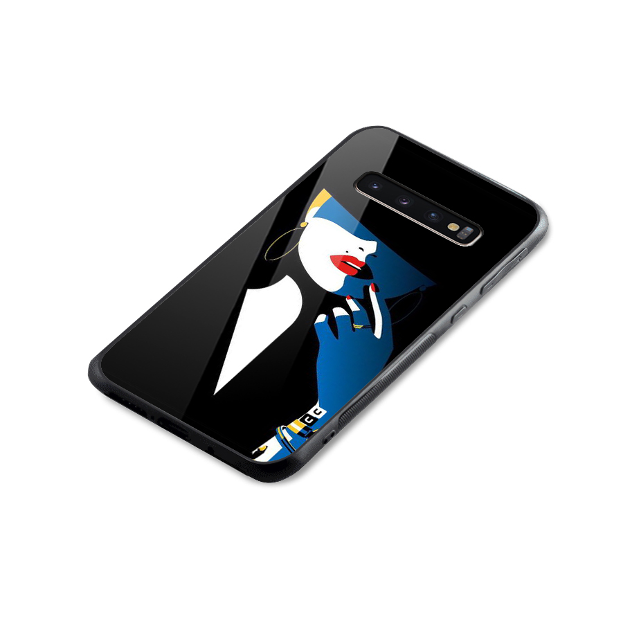 Elegant Woman Glass Back Case for Galaxy S10 Plus