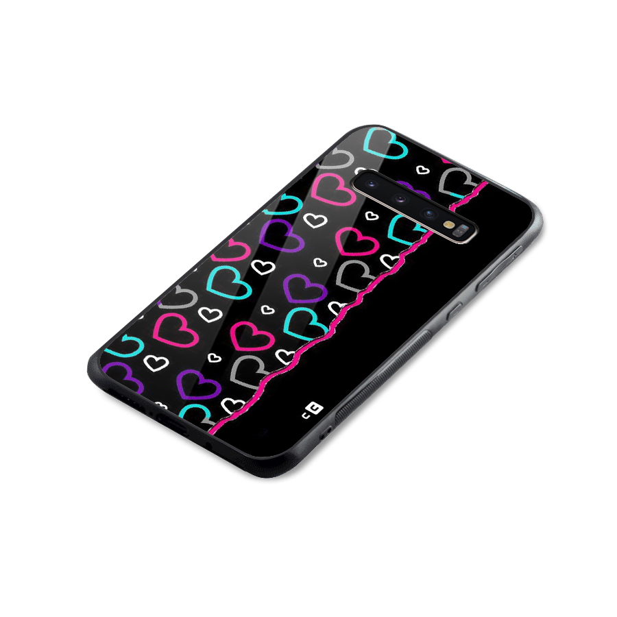 Empty Hearts Glass Back Case for Galaxy S10 Plus