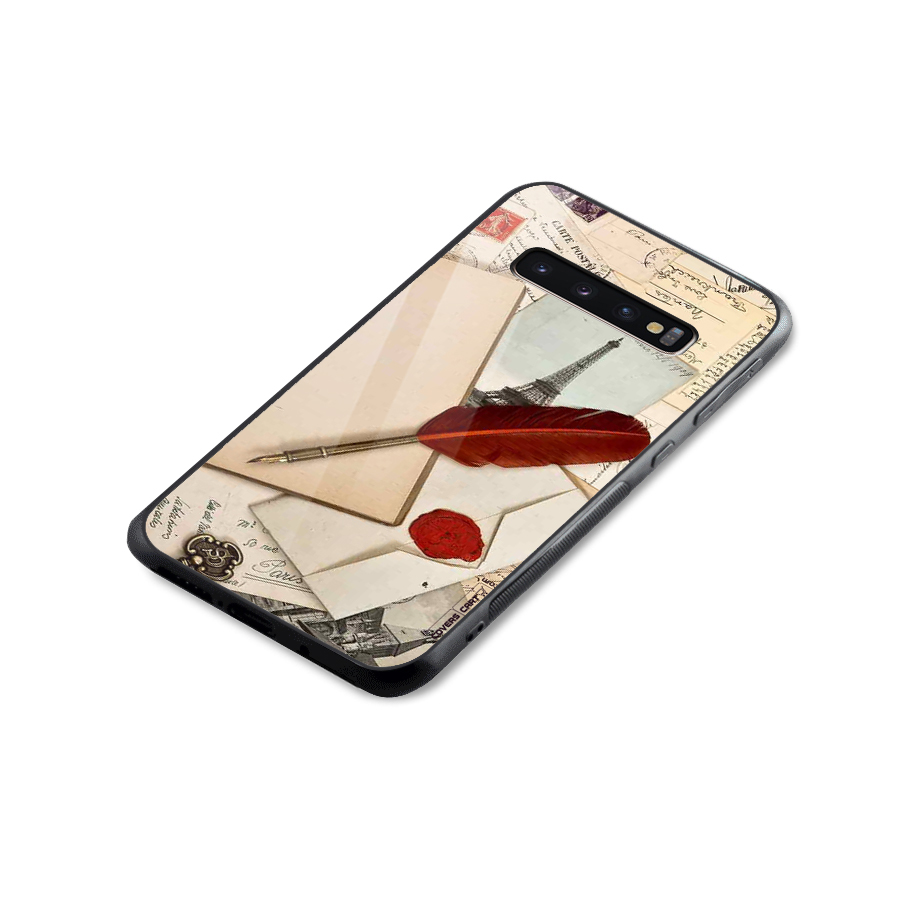Feather Beauty Glass Back Case for Galaxy S10 Plus
