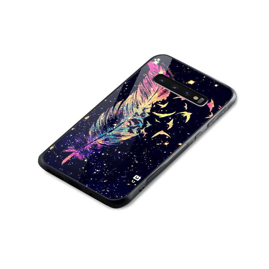Feather Bird Fly Glass Back Case for Galaxy S10 Plus