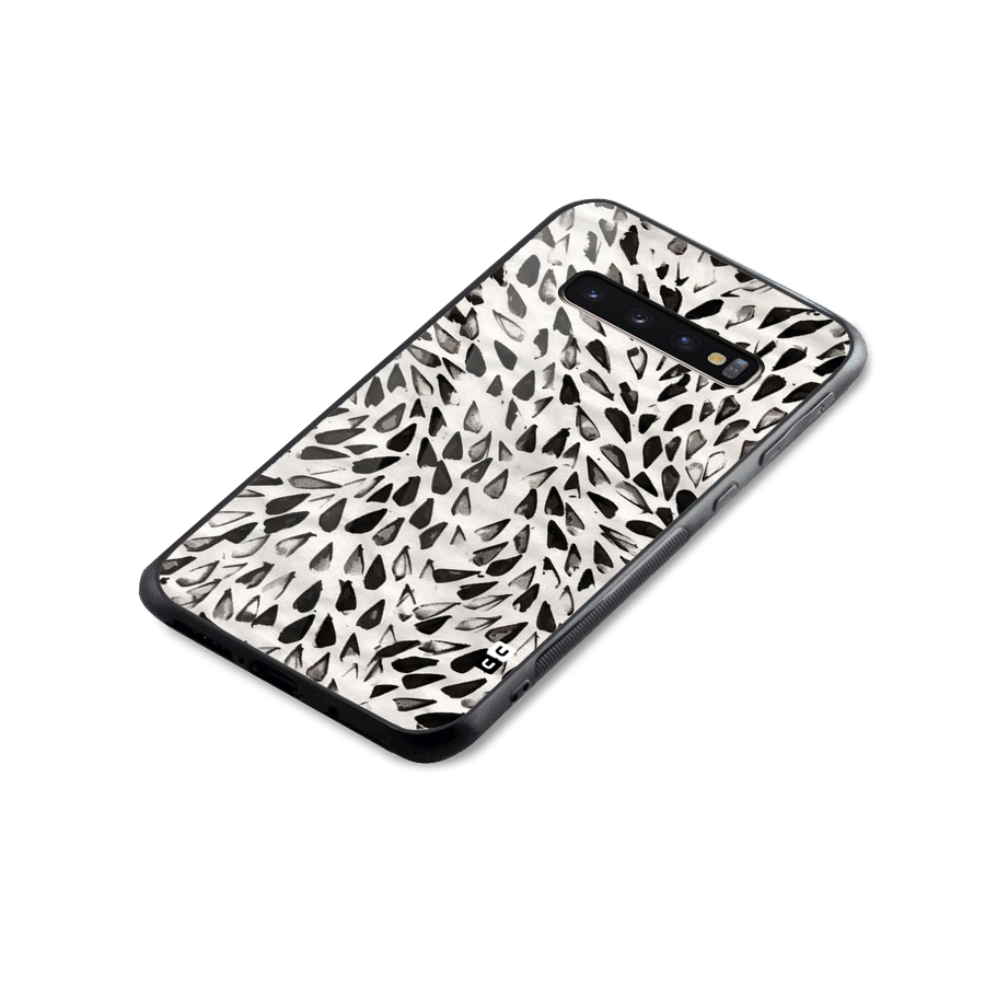 Feather Pattern Colorless Glass Back Case for Galaxy S10 Plus