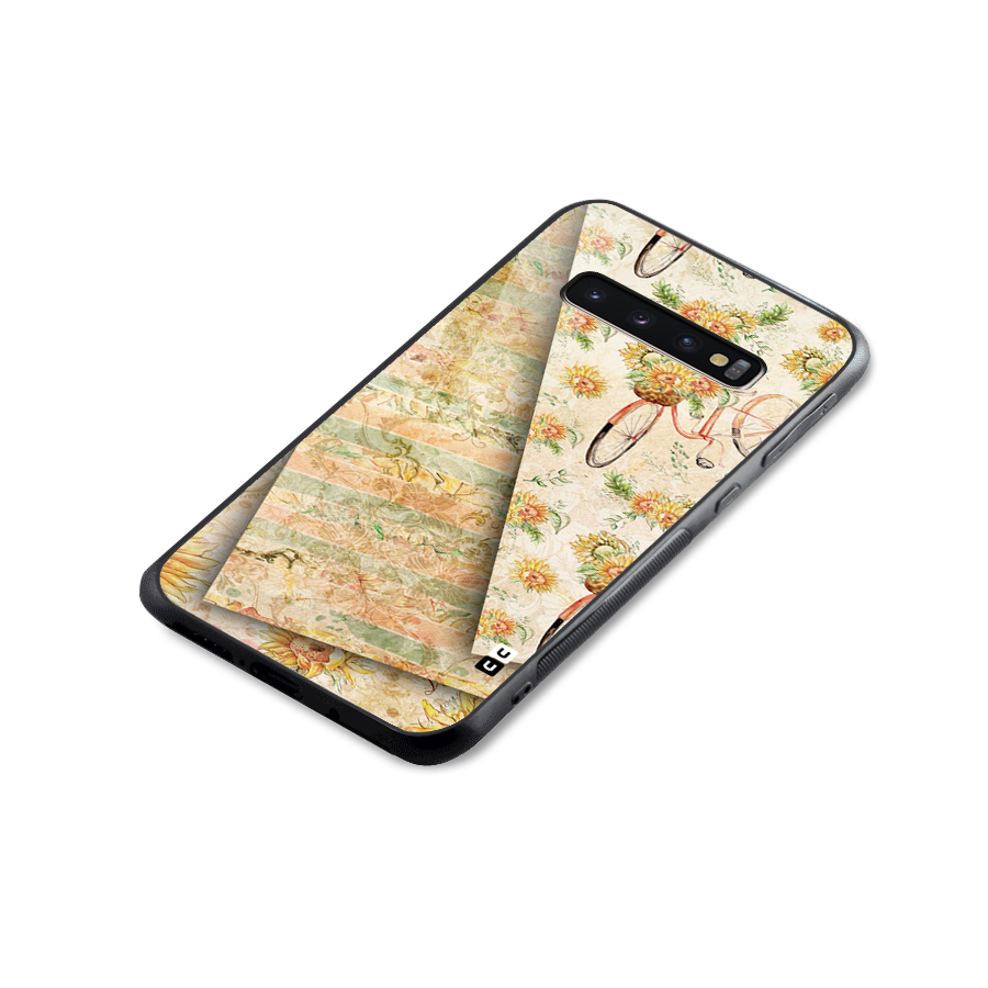 Floral Bicycle Glass Back Case for Galaxy S10 Plus