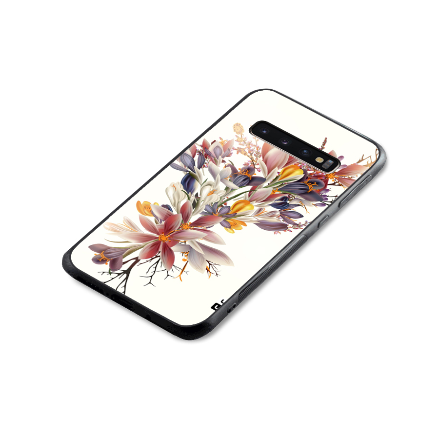 Floral Bouquet Glass Back Case for Galaxy S10 Plus