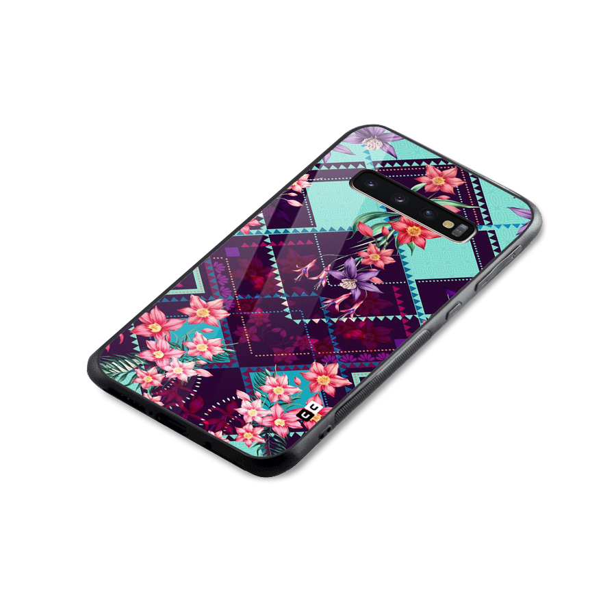 Floral Diamonds Glass Back Case for Galaxy S10 Plus