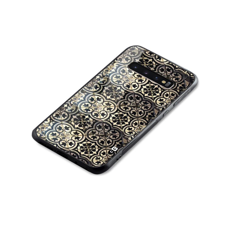 Floral Tile Glass Back Case for Galaxy S10 Plus