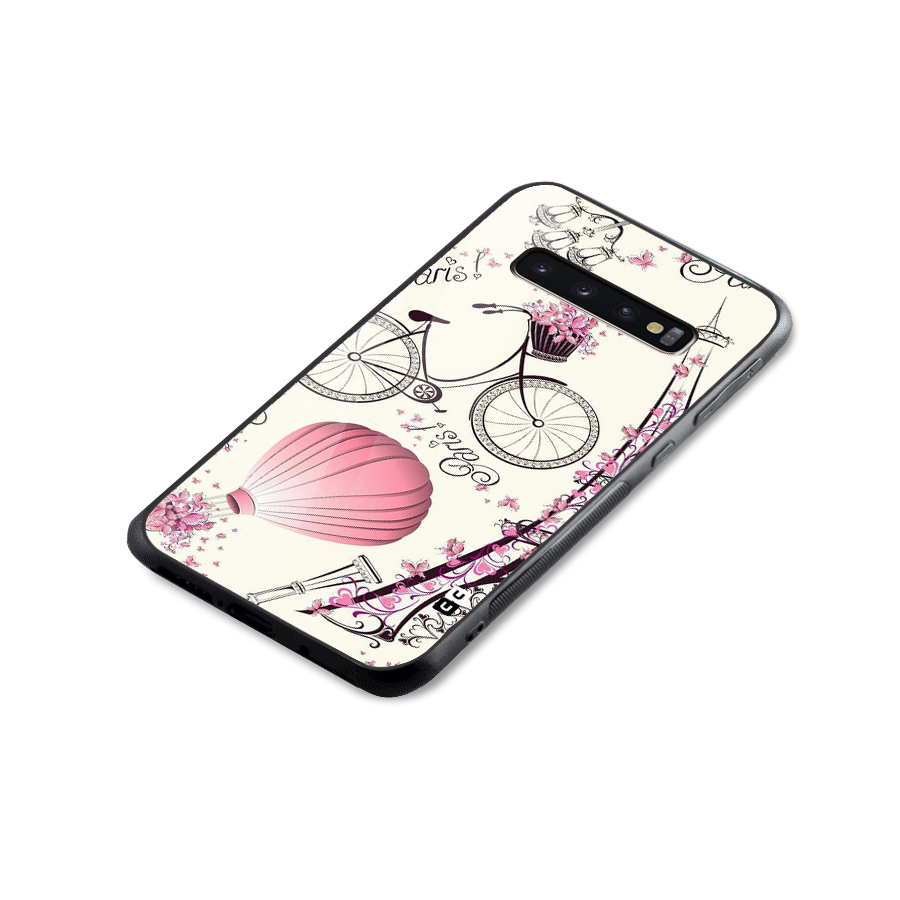 Flower Clipart Glass Back Case for Galaxy S10 Plus