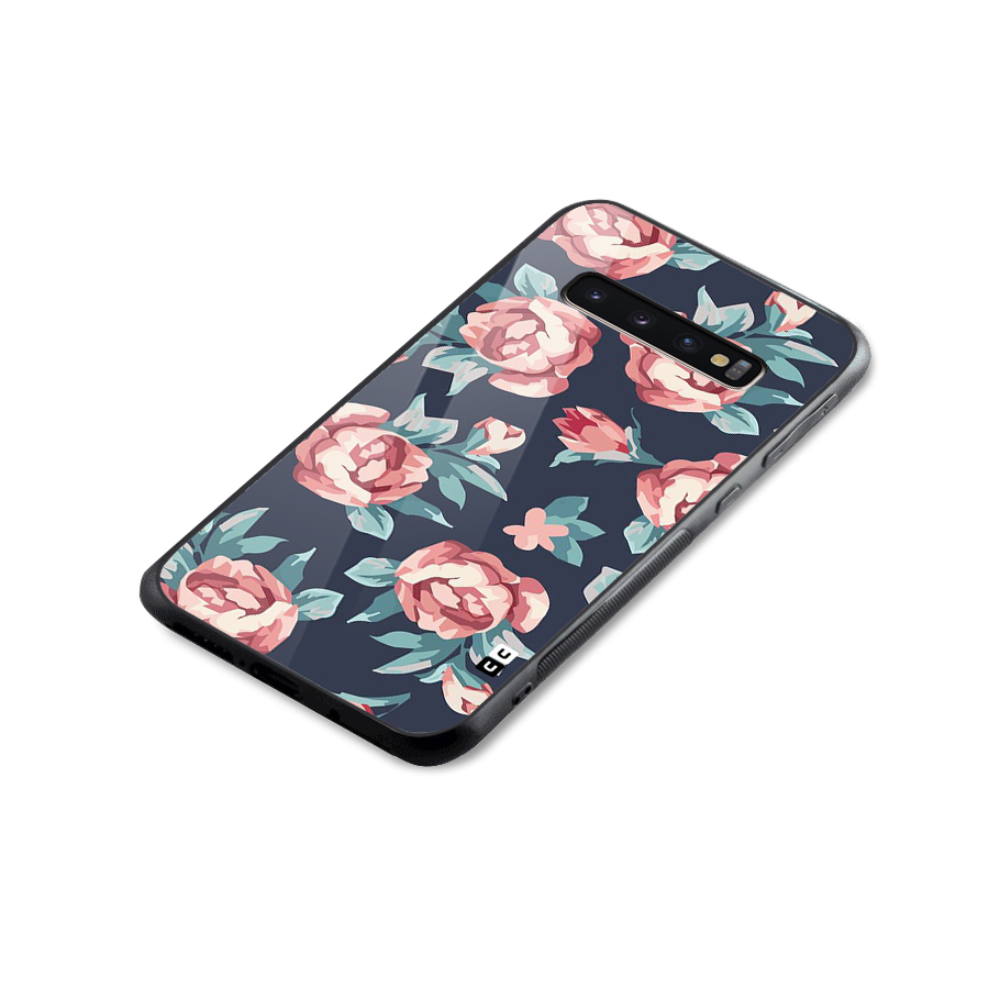 Flowers Painting Glass Back Case for Galaxy S10 Plus