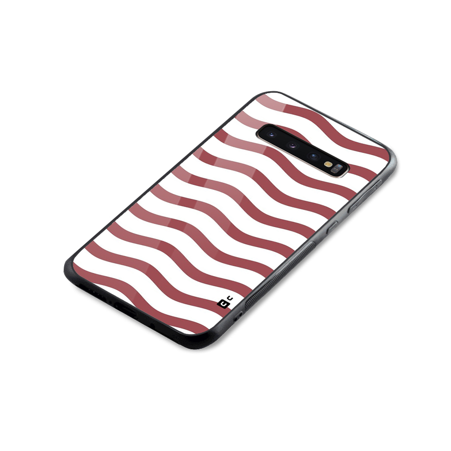 Flowing Stripes Red White Glass Back Case for Galaxy S10 Plus