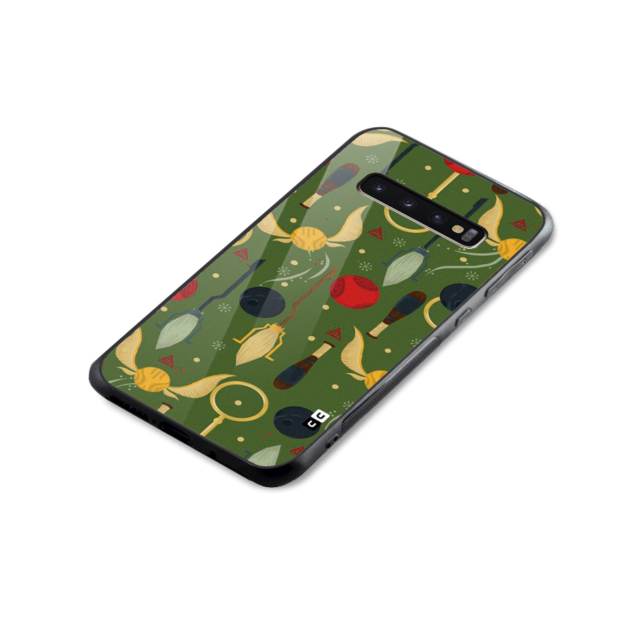 Flying Ball Pattern Glass Back Case for Galaxy S10 Plus