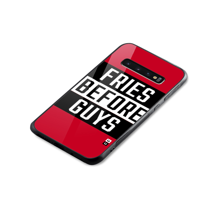 Fries Love Stripes Glass Back Case for Galaxy S10 Plus