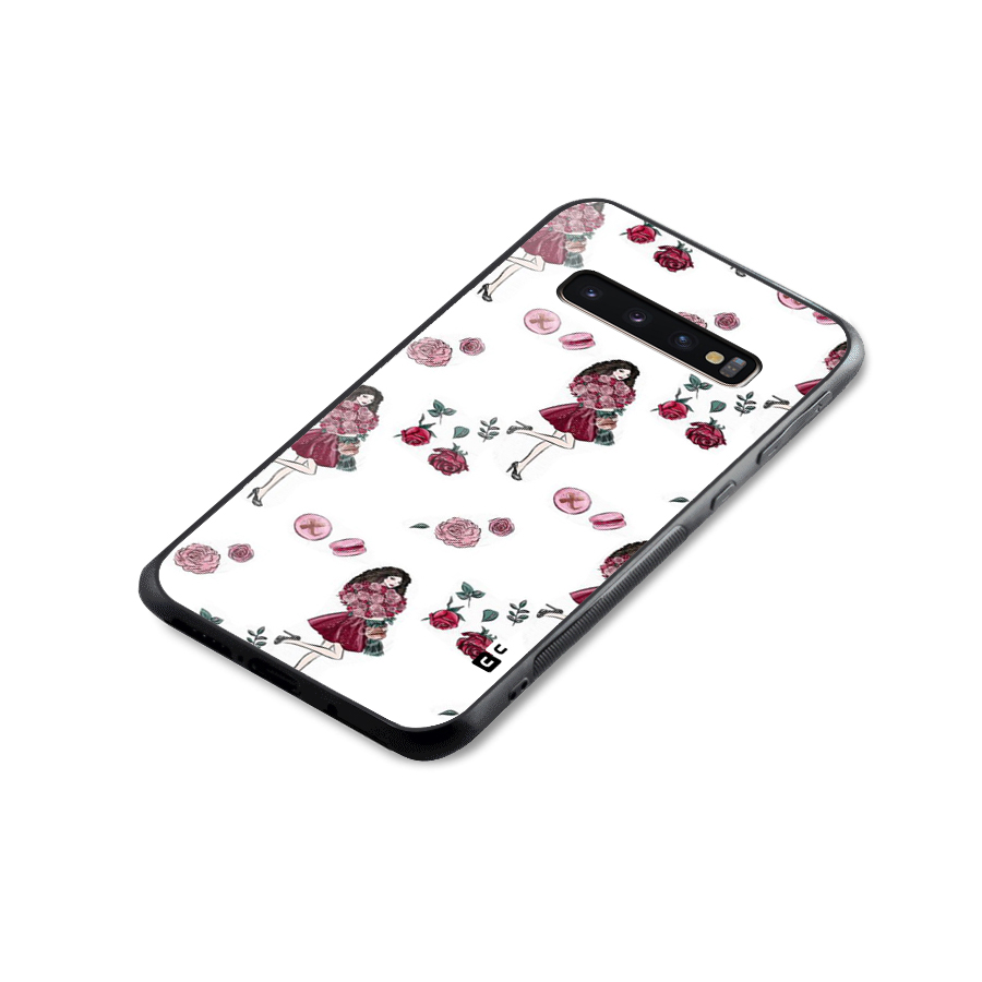 Girl With Flowers Glass Back Case for Galaxy S10 Plus