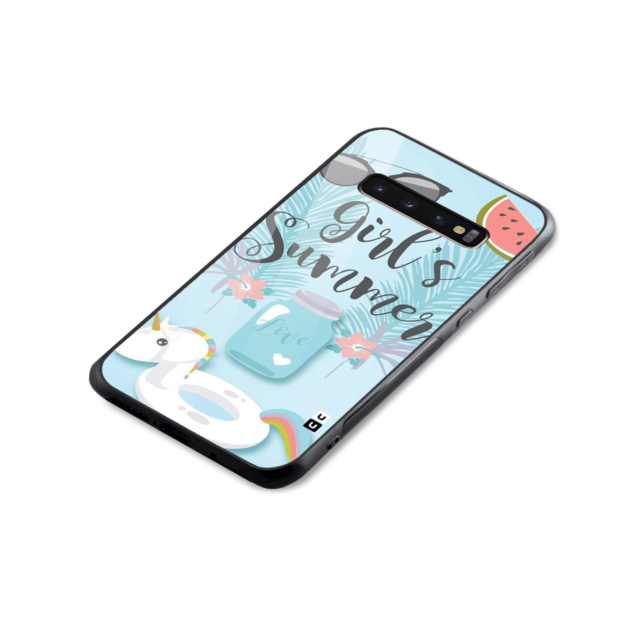 Girls Summer Glass Back Case for Galaxy S10 Plus