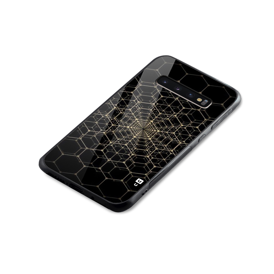 Gold Web Glass Back Case for Galaxy S10 Plus