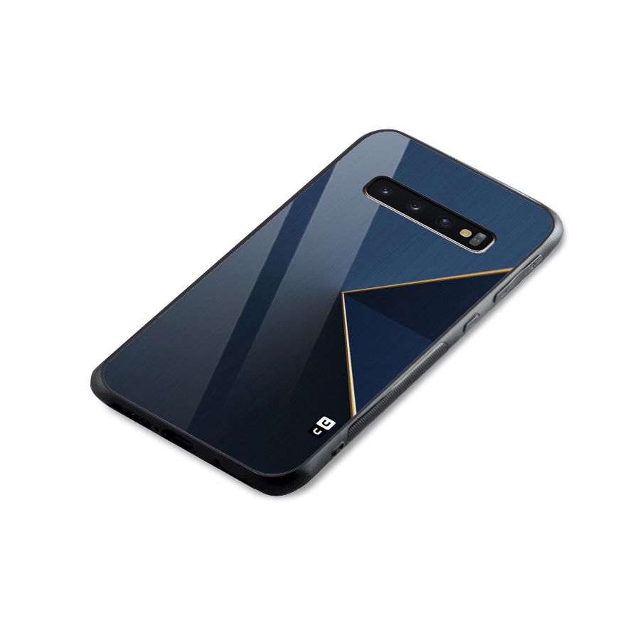Golden Blue Triangle Glass Back Case for Galaxy S10 Plus