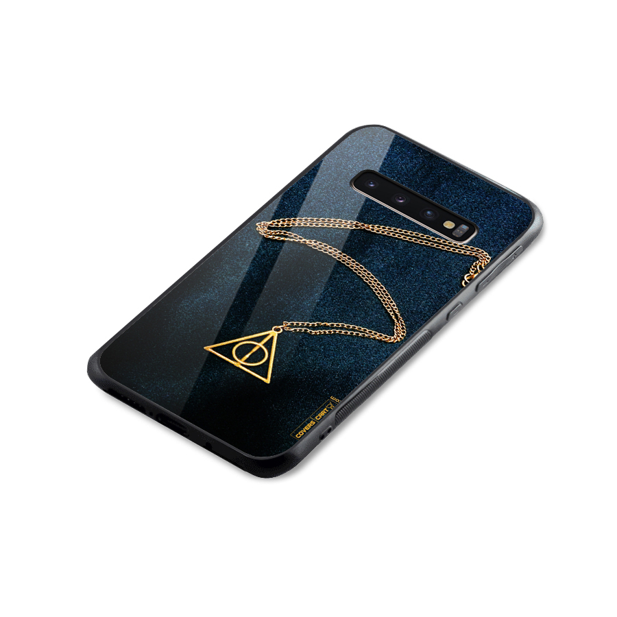 Golden Chain Glass Back Case for Galaxy S10 Plus